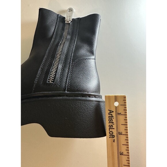 ZARA Women Chunky Black Leather Side Zip Moto Platform Boots US 6.5 EU‎ 37 NEW - Picture 11 of 12